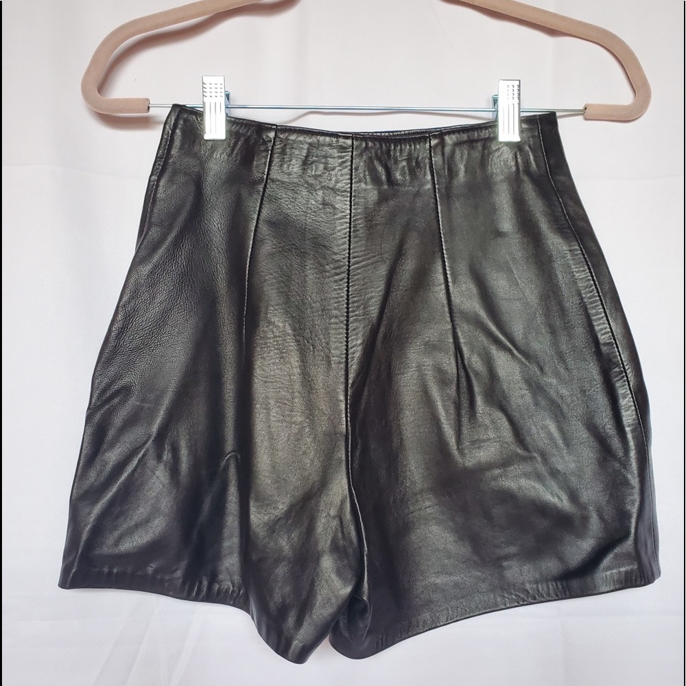 Cache Black Leather Shorts
